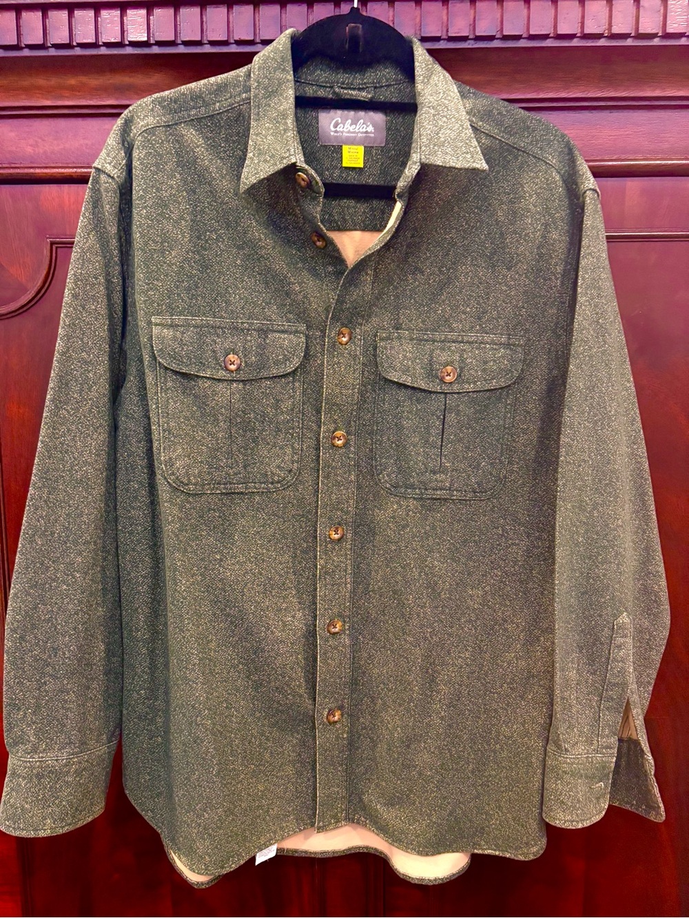 Cabela's Men's Green Button-Up Jacket Shirt